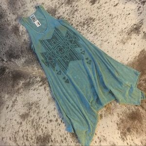 Aztec studded turquoise tank dress